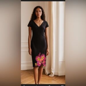 Moschino Black Dress with Pink and Yellow Butterfly